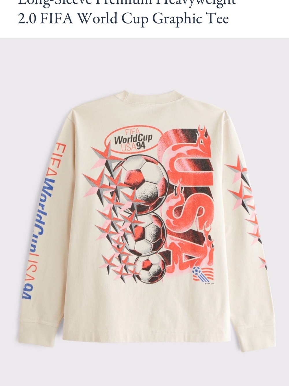 Abercrombie & Fitch Off-White FIFA World Cup USA 94 Long Sleeve Tee